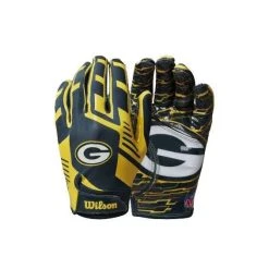 Wilson NFL Stretch Fit Youth Receivers Gloves - Green Bay Packers