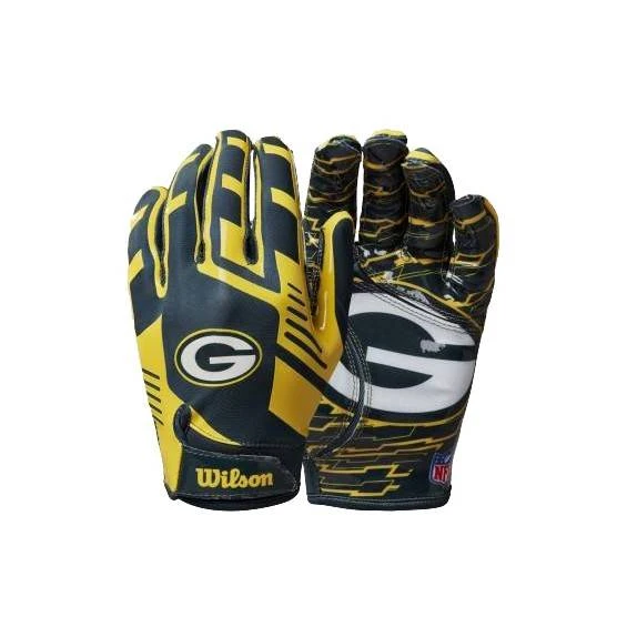 Wilson NFL Stretch Fit Youth Receivers Gloves - Green Bay Packers 3 Wilson NFL Stretch Fit Youth Receivers Gloves - Green Bay Packers