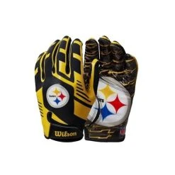 Wilson NFL Stretch Fit Youth Receivers Gloves - Pittsburgh Steelers