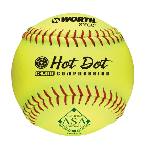 Worth AHD12CY 12" Syco Hot Dot (52/300) Slowpitch ASA 3 Worth AHD12CY 12" Syco Hot Dot (52/300) Slowpitch ASA